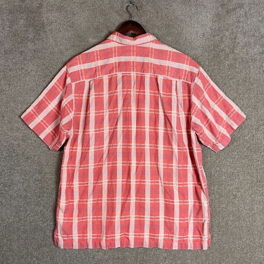 Tommy Bahama Shirt Mens Medium M Pink/White Plaid Short Sleeve Silk Blend Casual - Picture 9 of 10